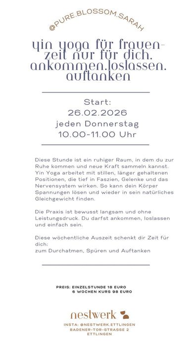 Stiller Flow Yin-Yoga mit Sarah