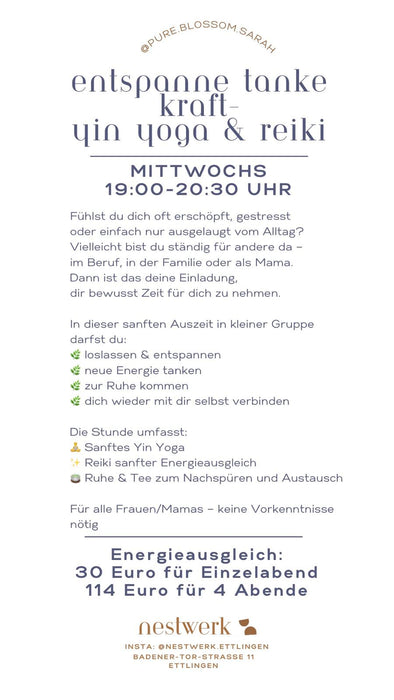 Entspanne & Tanke Kraft - Yin Yoga & Reiki mit Sarah