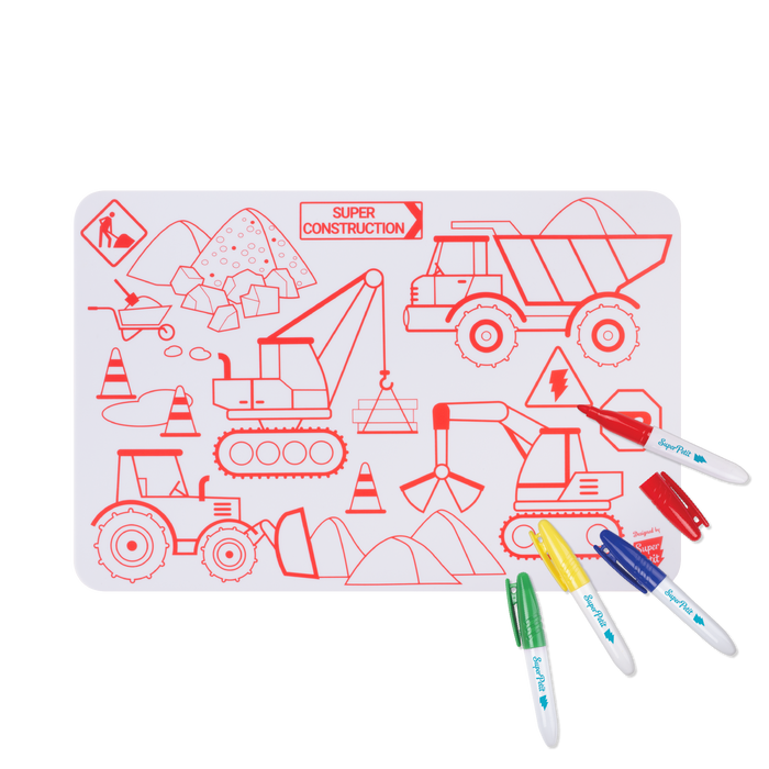 Nomad coloring: Mini Playmat CONSTRUCTION-4 markers included