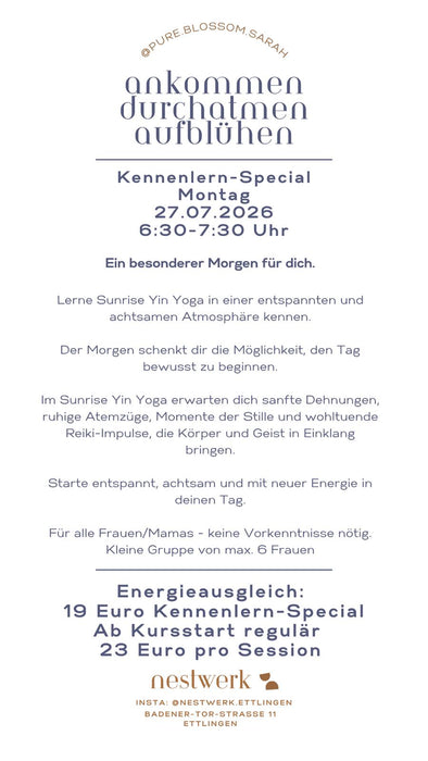 Sunrise Yin Yoga mit Reiki mit Sarah